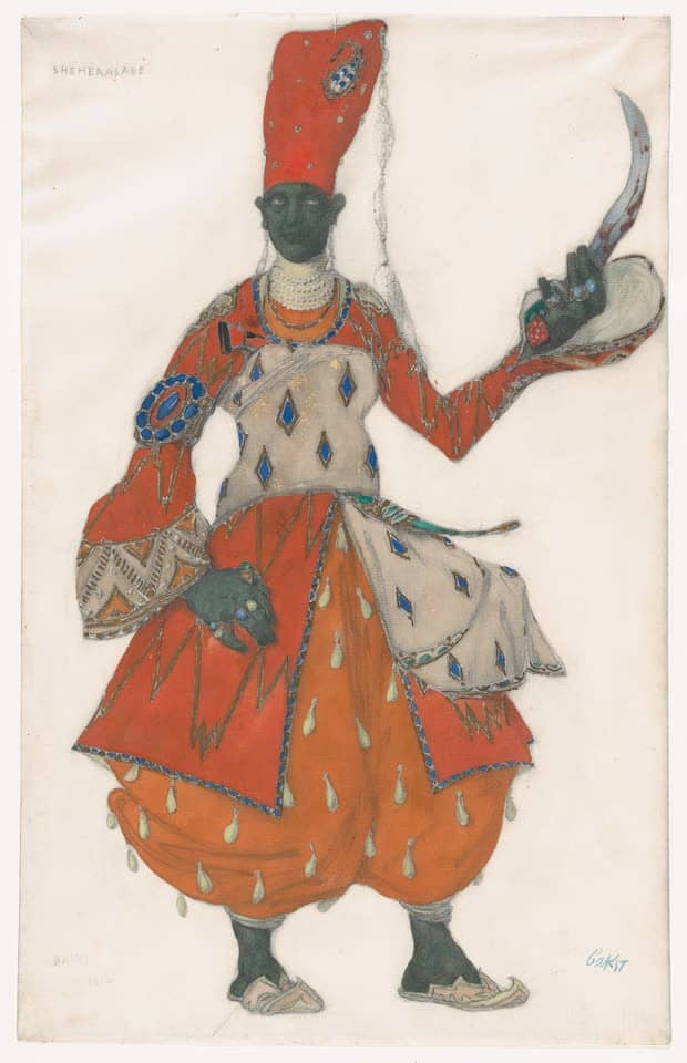Phác thảo phục trang nhân vật thái giám trong ballet Scheherazade của Léon Bakst