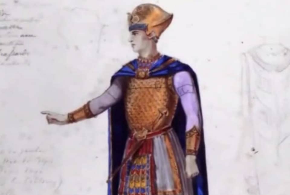 Phác thảo phục trang cho buổi ra mắt opera Aida của Auguste Mariette